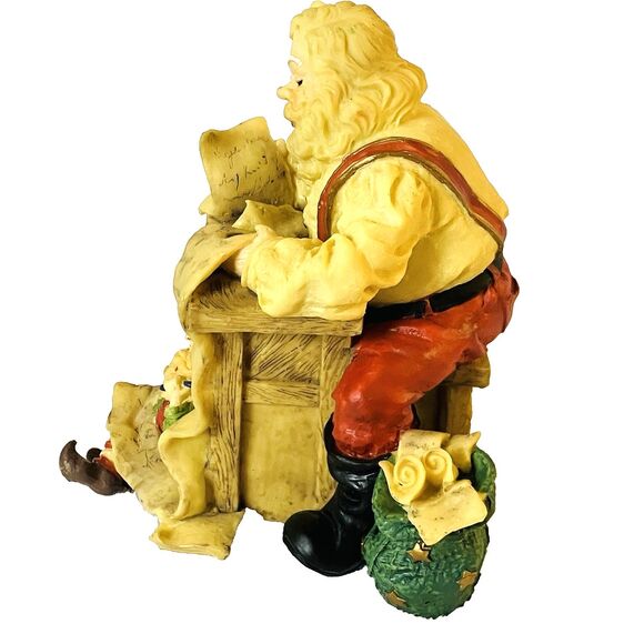 Santa and Elf Vintage Figurine Toys Checking Christmas List 6" Stocking Hanger - Picture 8 of 14